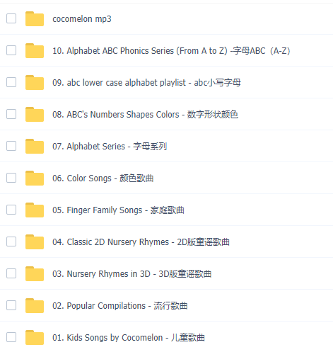 cocomelon英语启蒙儿歌视频资源目录
