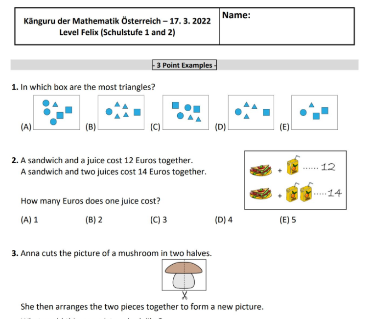 袋鼠数学 maths kangaroo