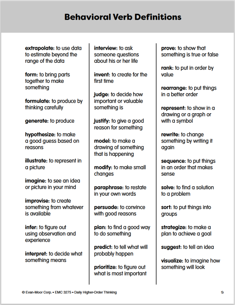 Daily Higher Order Thinking