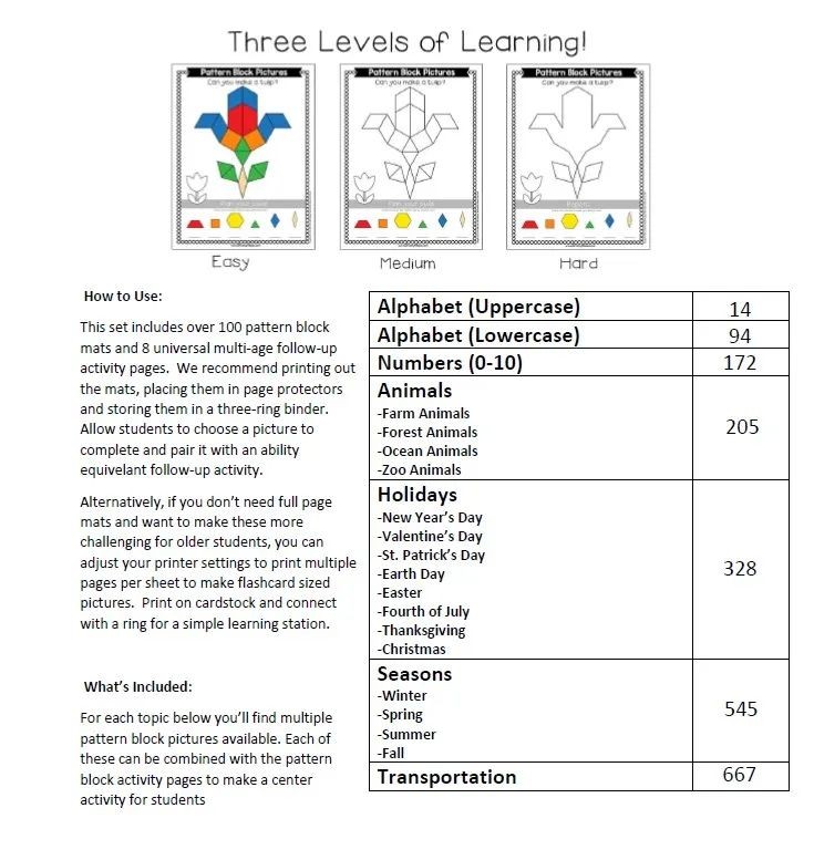 Pattern Block Activity Pack