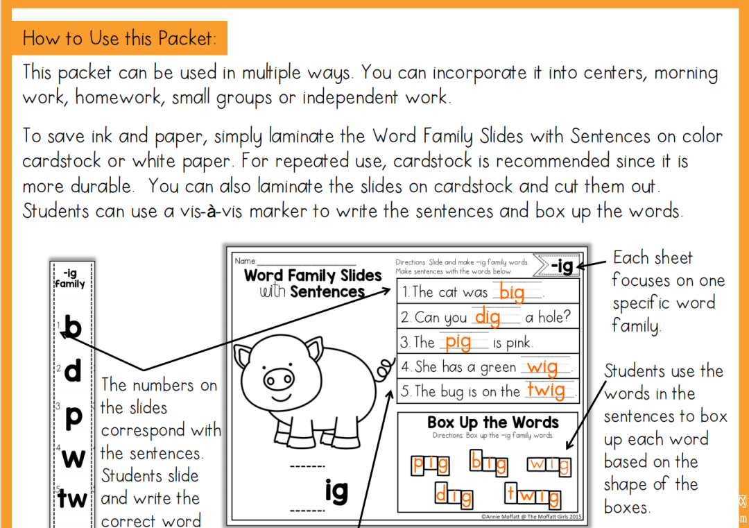 Word Family Slides with Sentences