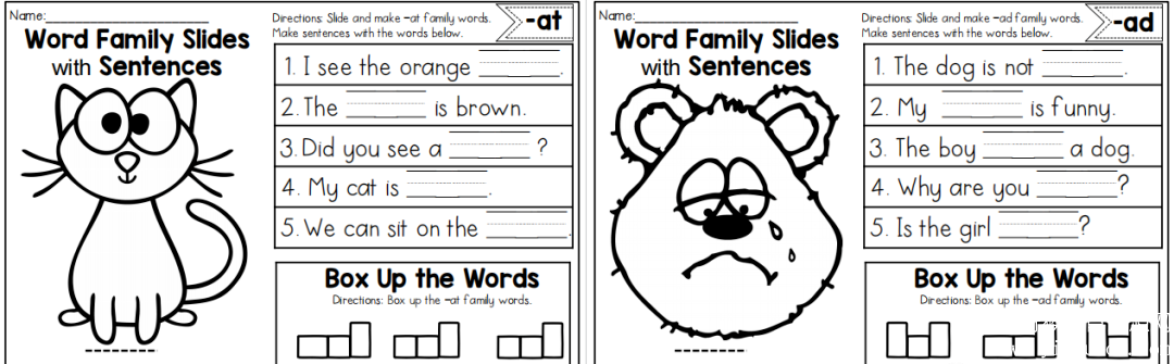 Word Family Slides with Sentences