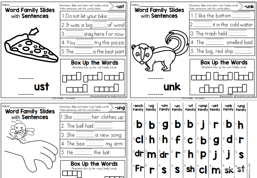 Word Family Slides with Sentences