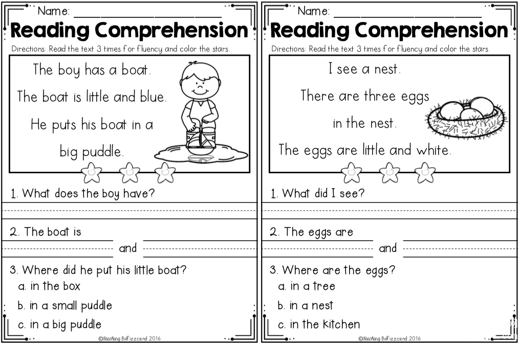 Kindergarten Reading Comprehension 英文阅读练习纸春夏秋冬