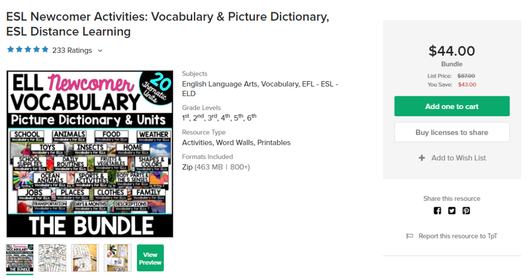Vocabulary for Ells 主题英语资源词汇书 电子版下载