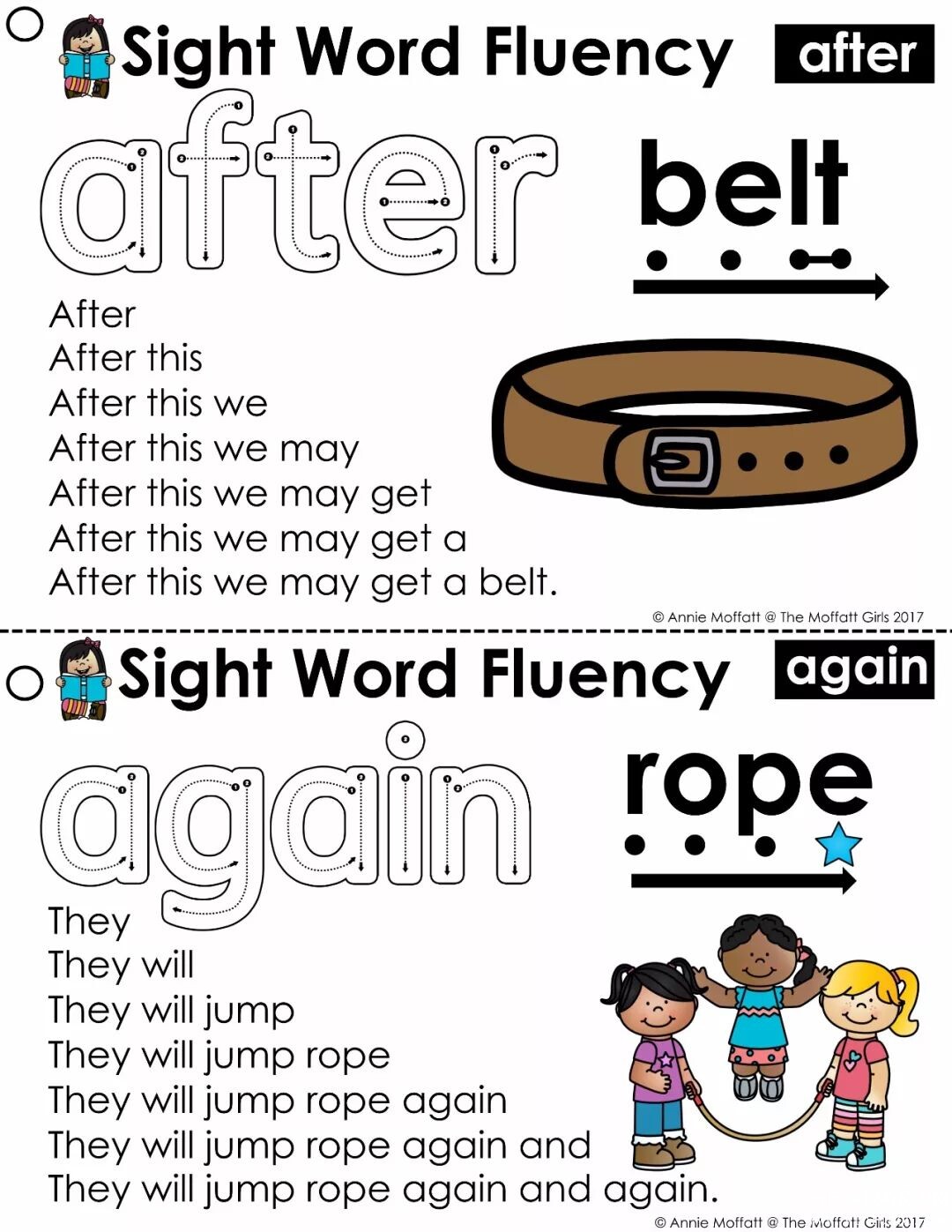 Sight word fluency pyramid sentences 高频词金字塔练习卡 可下载打印