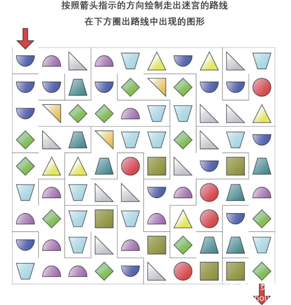 专注力训练素材之趣味图形迷宫 可下载打印