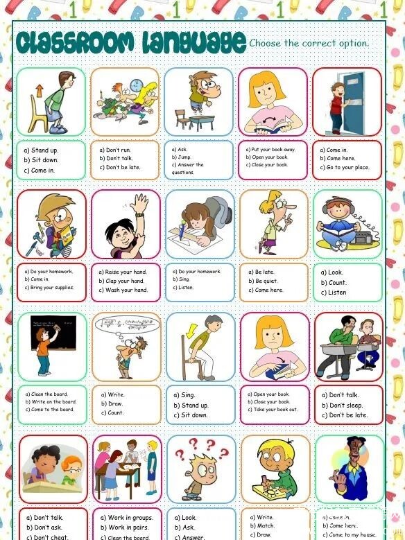 英语课堂用语海报《Classroom language》 电子版pdf
