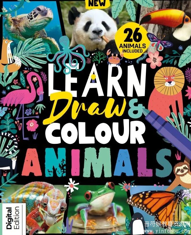英文版少儿动物绘画教程  Learn Draw Colour Animals 电子版pdf