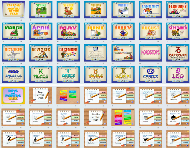 星期、月份主题英语学习素材 含课件、练习、卡片和歌曲