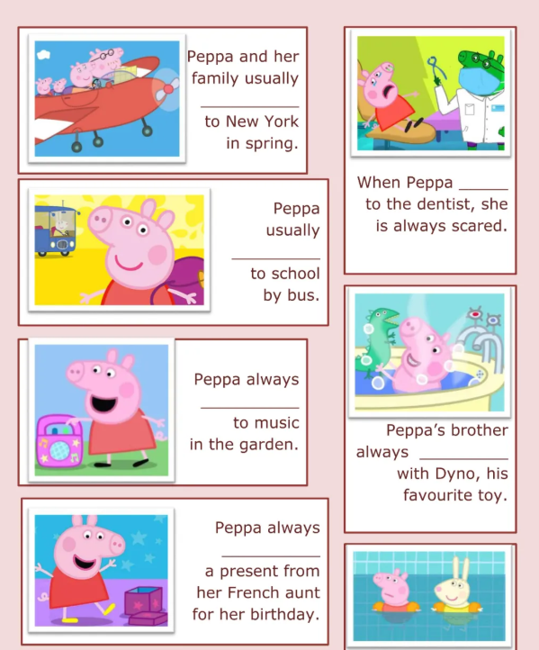 跟小猪佩奇学英语语法 8套英语时态练习纸有趣又好记