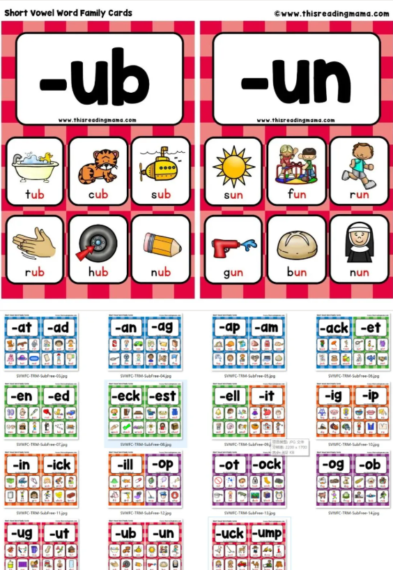 91张英语自然拼读海报 墙贴、装订 拼读词汇轻松学