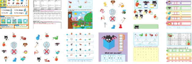 100页高颜值拼读练习纸 还有闪卡和教具